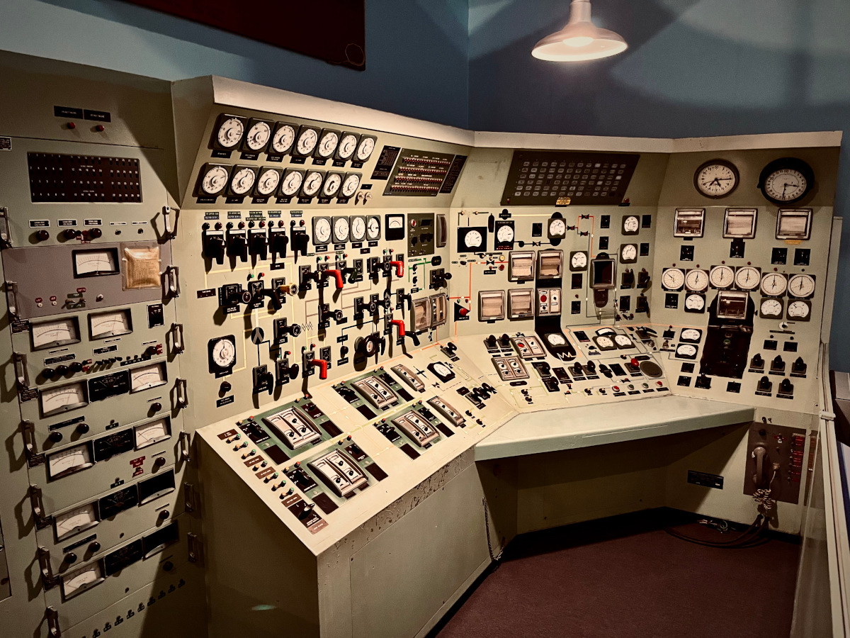 A large, complex control panel.